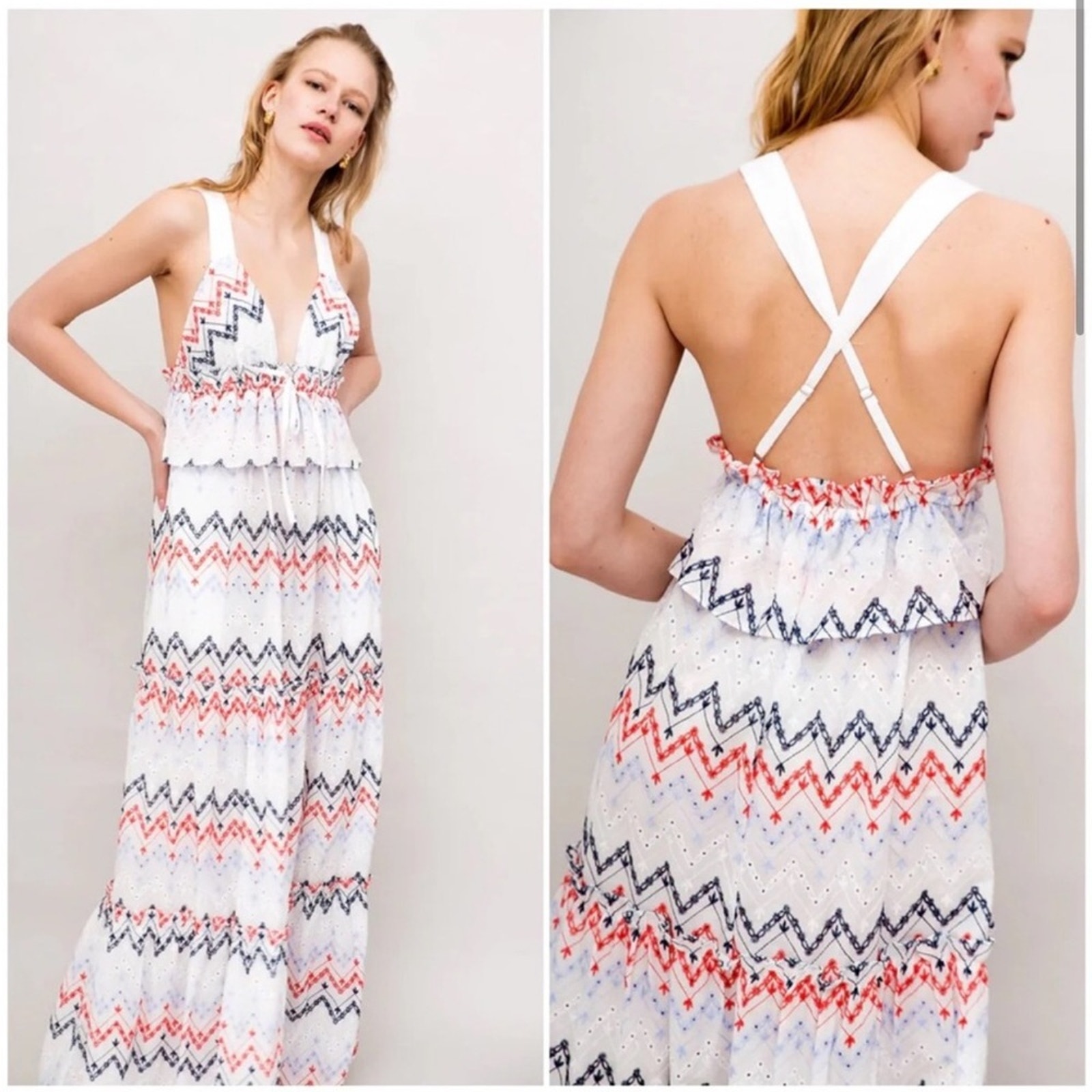 Nwt Sabina Musayev Aruba Maxi Dress In Embroidered White